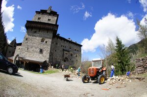 Burg und Traktor